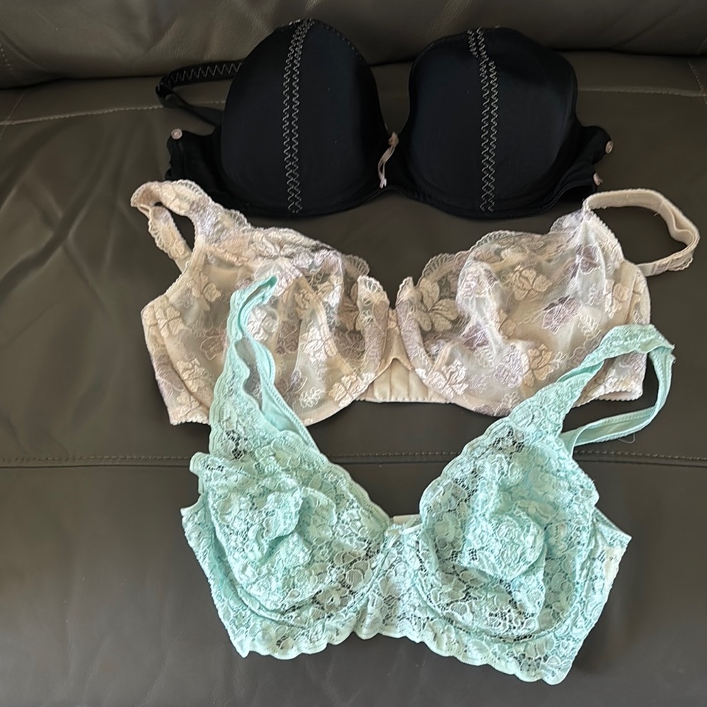 Lace and Solid Intimates Set - Black, Cream, Mint